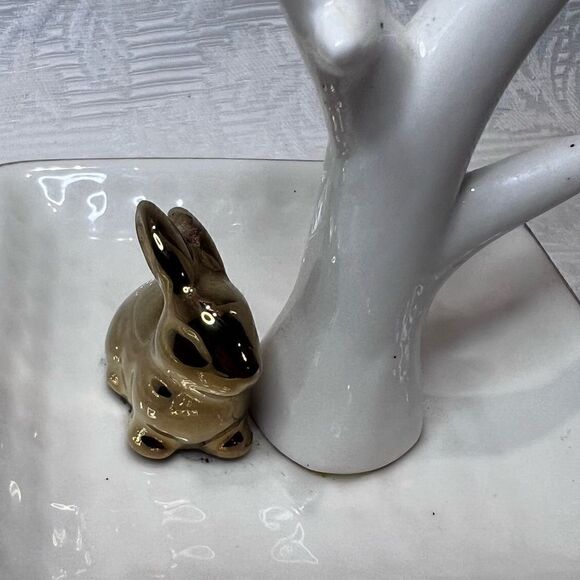 Sagebrook Home White Ceramic Jewelry Tray Decorative Plate Tree Bunny Gift - Picture 9 of 9